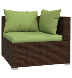 Salon de jardin 7 pcs avec coussins Résine tressée Marron