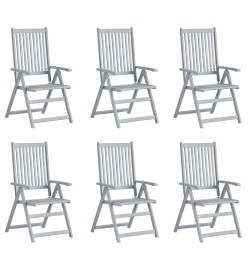 Chaises inclinables de jardin 6 pcs avec coussins Bois d'acacia