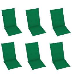 Chaises inclinables de jardin 6 pcs avec coussins Bois d'acacia
