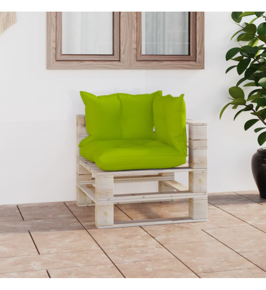 Canapé d'angle palette de jardin avec coussins bois de pin Canapé d'angle palette de jardin avec coussins bois de pin