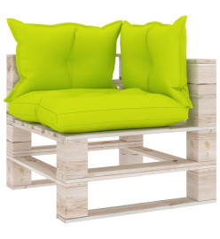 Canapé d'angle palette de jardin avec coussins bois de pin