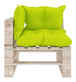 Canapé d'angle palette de jardin avec coussins bois de pin
