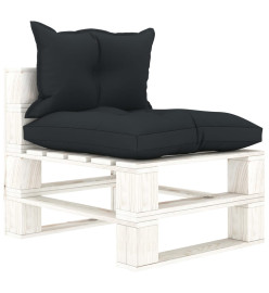 Salon palette de jardin 7 pcs avec coussins anthracite bois