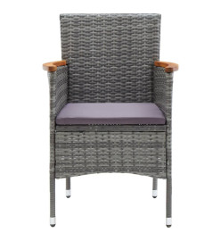 Mobilier à dîner de jardin et coussins 3pcs Résine tressée Gris