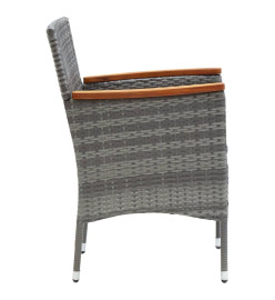 Mobilier à dîner de jardin et coussins 3pcs Résine tressée Gris