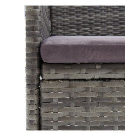 Mobilier à dîner de jardin et coussins 3pcs Résine tressée Gris