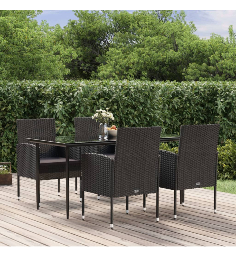 Mobilier à dîner de jardin et coussins 5pcs Noir Résine tressée Mobilier à dîner de jardin et coussins 5pcs Noir Résine tressée