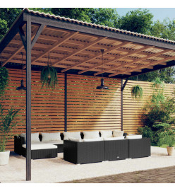 Salon de jardin 10 pcs avec coussins Noir Résine tressée