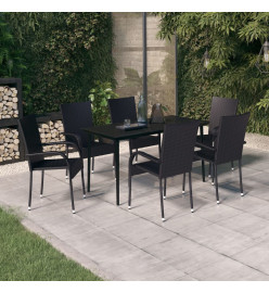 Ensemble de salle à manger de jardin 7 pcs Noir