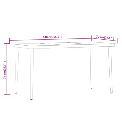 Ensemble de salle à manger de jardin 7 pcs Noir