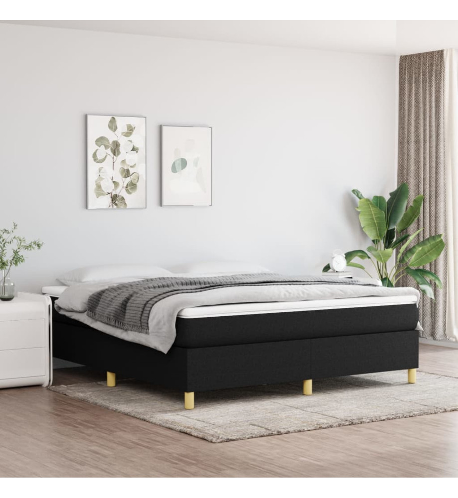 Lit à sommier tapissier avec matelas Noir 180x200 cm Tissu Lit à sommier tapissier avec matelas Noir 180x200 cm Tissu