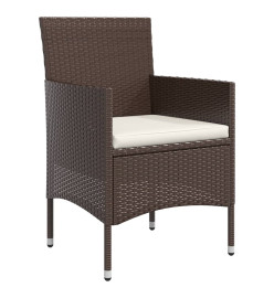 Mobilier de salle à manger de jardin coussins 7 pcs Marron/noir