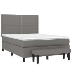 Lit à sommier tapissier avec matelas Gris foncé 140x200cm Tissu