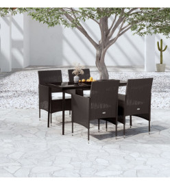 Ensemble de salle à manger de jardin avec coussins 5 pcs Noir