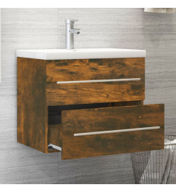 Meuble lavabo avec bassin intégré Chêne fumé Bois d'ingénierie