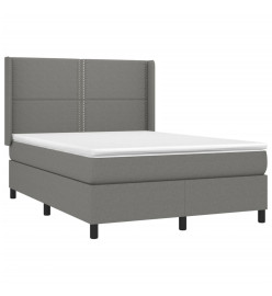 Sommier tapissier et matelas et LED Gris foncé 140x200 cm Tissu
