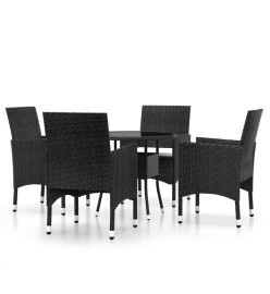Mobilier de salle à manger de jardin 5 pcs Résine tressée Noir