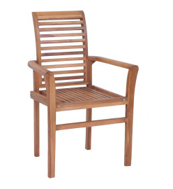 Chaises à dîner 6pcs avec coussins à carreaux rouge Teck solide