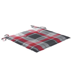Chaises à dîner 6pcs avec coussins à carreaux rouge Teck solide