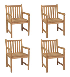 Chaises de jardin 4 pcs avec coussins vert Bois de teck solide