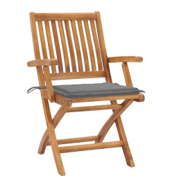 Chaises pliables de jardin avec coussins 4 pcs Teck solide