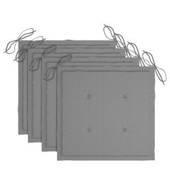 Chaises pliables de jardin avec coussins 4 pcs Teck solide