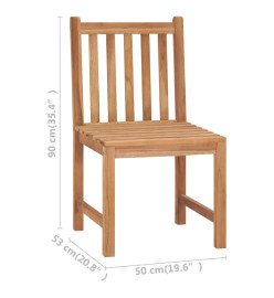 Chaises de jardin 6 pcs avec coussins Bois de teck massif