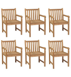 Chaises de jardin 6 pcs avec coussins vert Bois de teck solide