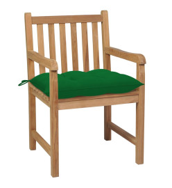 Chaises de jardin 6 pcs avec coussins vert Bois de teck solide