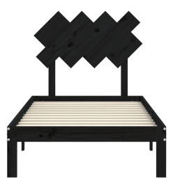 Cadre de lit avec tête de lit noir 90x200 cm bois massif