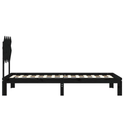 Cadre de lit avec tête de lit noir 90x200 cm bois massif