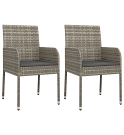 Mobilier à dîner de jardin 3pcs avec coussins noir et gris