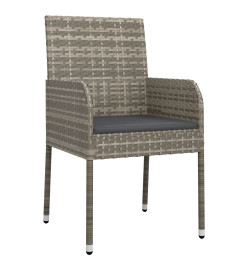 Mobilier à dîner de jardin 3pcs avec coussins noir et gris