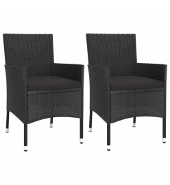 Ensemble de bistro de jardin 3 pcs coussins noir poly rotin