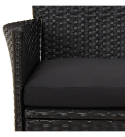 Ensemble de bistro de jardin 3 pcs coussins noir poly rotin