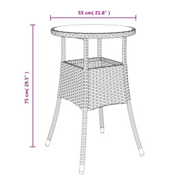 Ensemble de bistro de jardin 3 pcs coussins noir poly rotin
