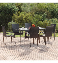 Ensemble à dîner de jardin 7 pcs Noir Résine tressée