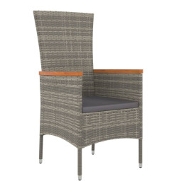 Ensemble de salle à manger de jardin 9 pcs avec coussins Gris