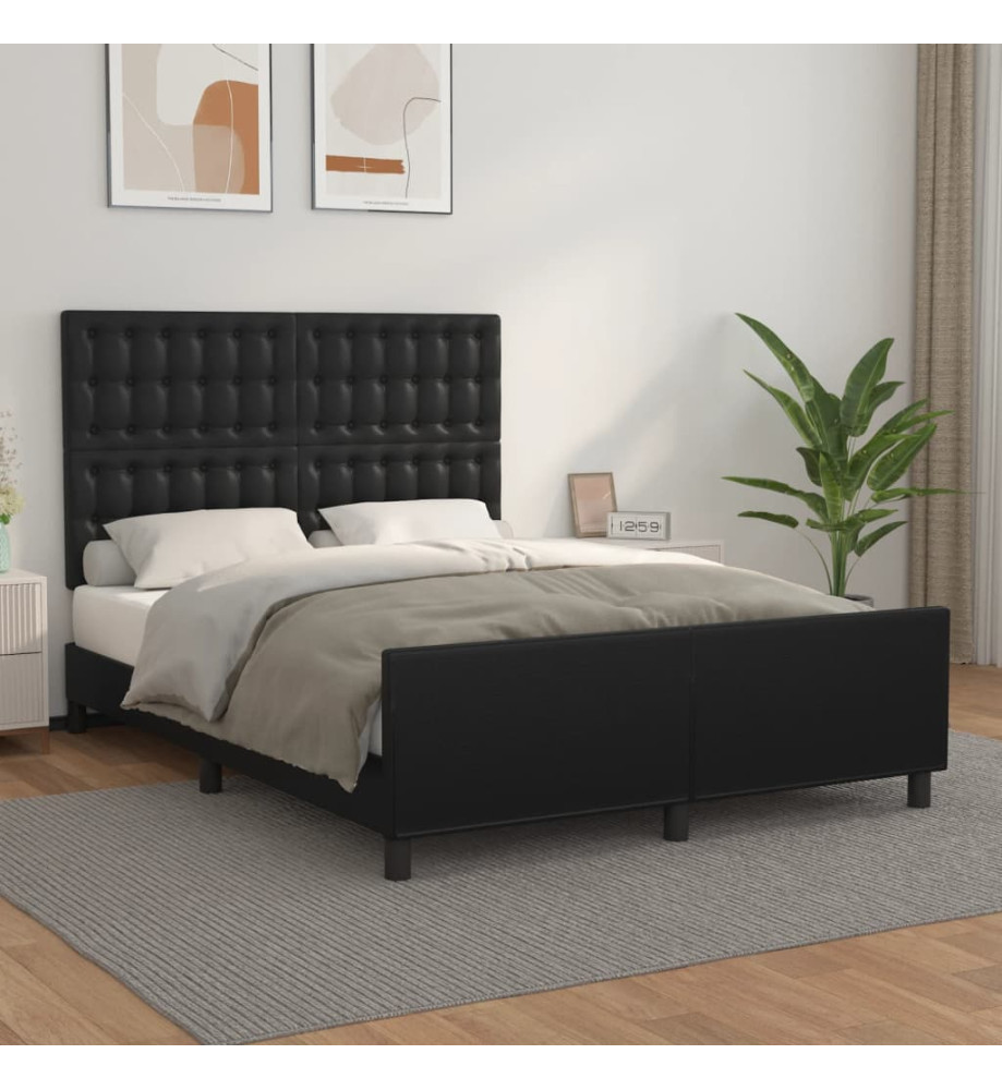 Cadre de lit avec tête de lit Noir 140x190 cm Similicuir Cadre de lit avec tête de lit Noir 140x190 cm Similicuir