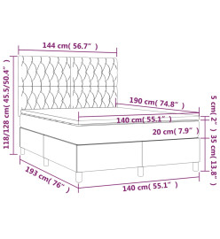 Lit à sommier tapissier avec matelas Noir 140x190 cm Tissu