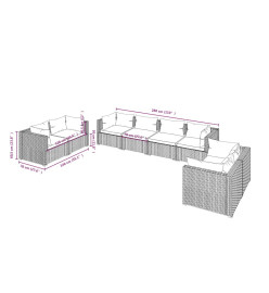 Salon de jardin 8 pcs avec coussins Résine tressée Gris
