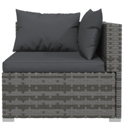 Salon de jardin 12 pcs avec coussins Gris Résine tressée