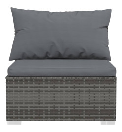Salon de jardin 12 pcs avec coussins Gris Résine tressée