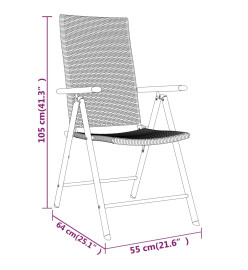 Ensemble de salle à manger de jardin 7 pcs Noir
