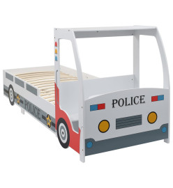 Lit voiture de police et matelas en mousse pour enfant 90x200cm