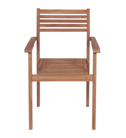 Chaises de jardin empilables avec coussins 6 pcs Teck solide