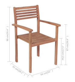 Chaises de jardin empilables avec coussins 6 pcs Teck solide