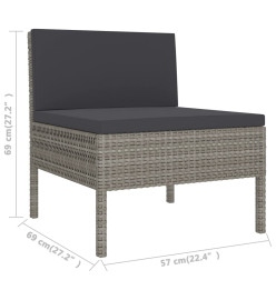 Salon de jardin 10 pcs avec coussins Résine tressée Gris