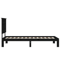 Cadre de lit avec tête de lit noir 90x200 cm bois massif