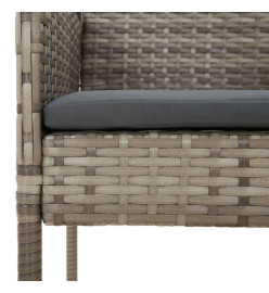 Mobilier à dîner de jardin et coussins 5 pcs noir et gris